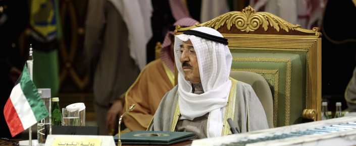 Kuwaiti Emir Sheikh Sabah al-Ahmed al-Sabah attends the closing session of the 36th Gulf Cooperation Council Summit in Riyadh, Saudi Arabia, Dec. 10, 2015. (AP Photo/Khalid Mohammed)
